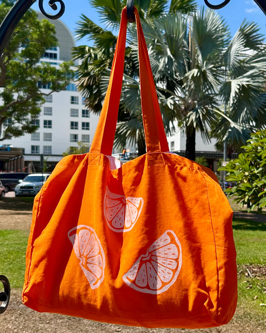 Weekend bag - hand printed - citrus