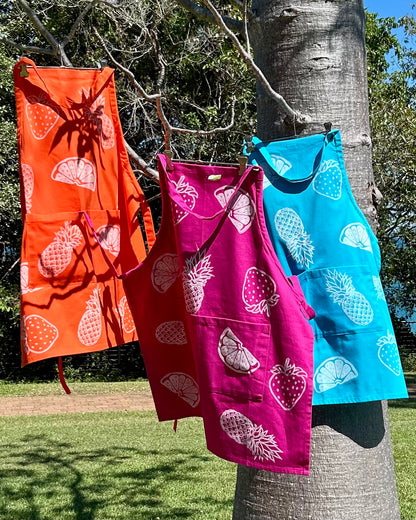 Apron - hand printed - fruit salad