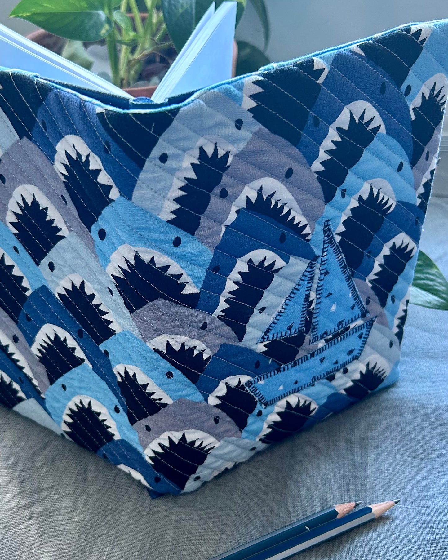 Quilted A5 Notebook Cover - Shark Bay Vintage Fabric