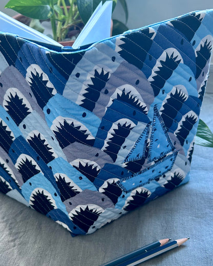 Quilted A5 Notebook Cover - Shark Bay Vintage Fabric