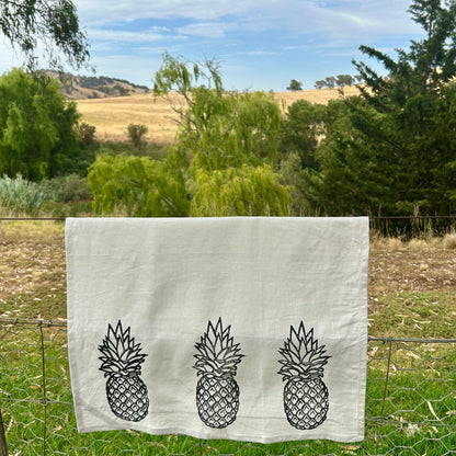 Tea towel - hand printed - pineapple