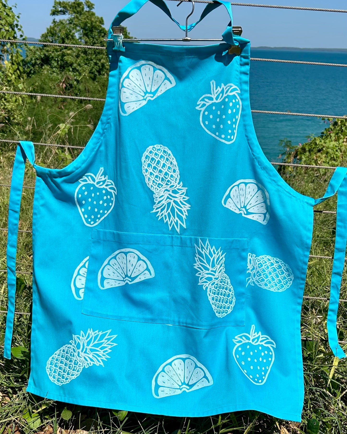 Apron - hand printed - fruit salad