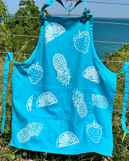 Apron - hand printed - fruit salad
