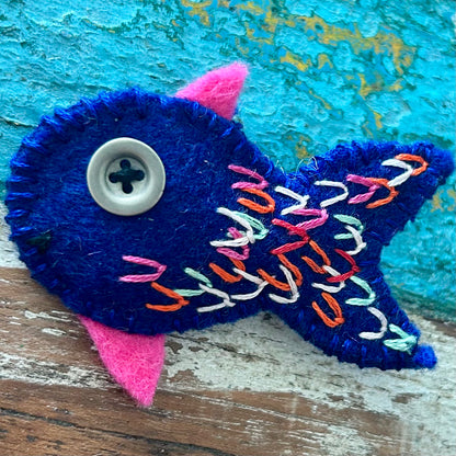 Brooch - hand stitched - fish