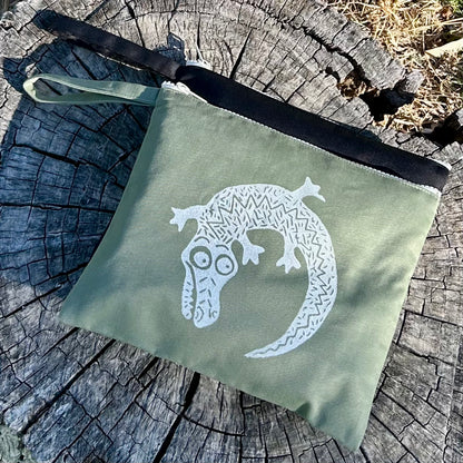 Wet bag small - hand printed - crocodile