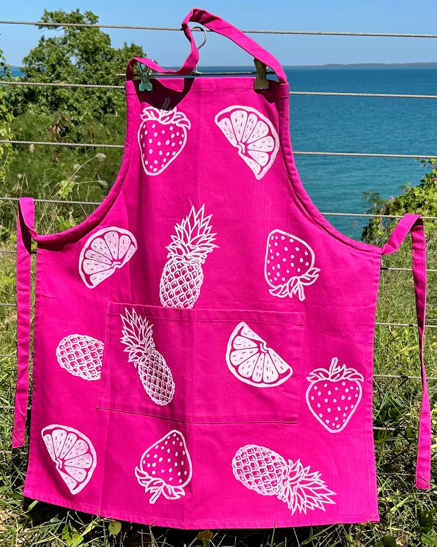 Apron - hand printed - fruit salad