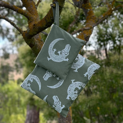 Wet bag small - hand printed - crocodile