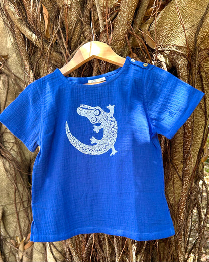 Children’s set - hand printed - crocodile