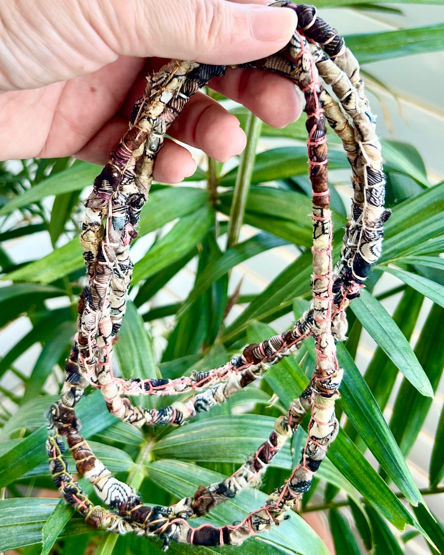 Vintage Italian Silk Scarf Necklace
 - hand stitched