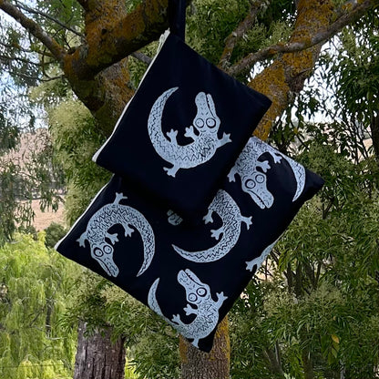 Wet bag large - hand printed - crocodiles