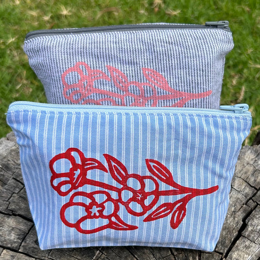 Mini wet bag - hand printed - Sturt desert rose