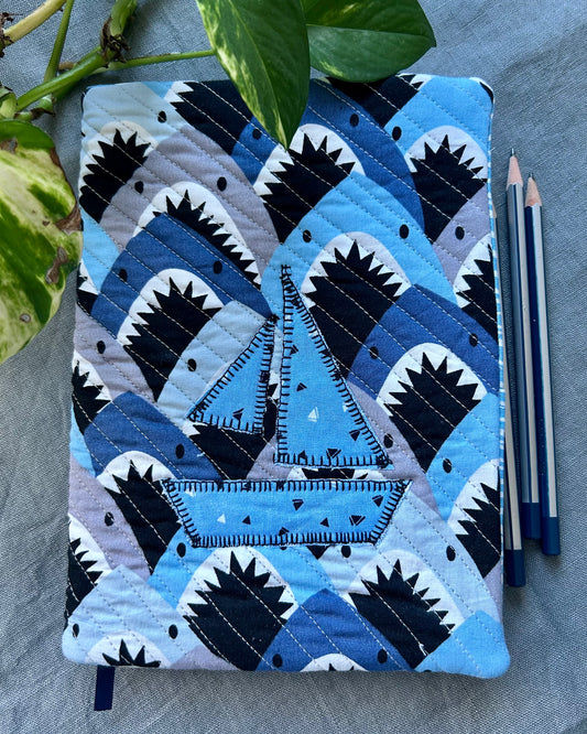 Quilted A5 Notebook Cover - Shark Bay Vintage Fabric