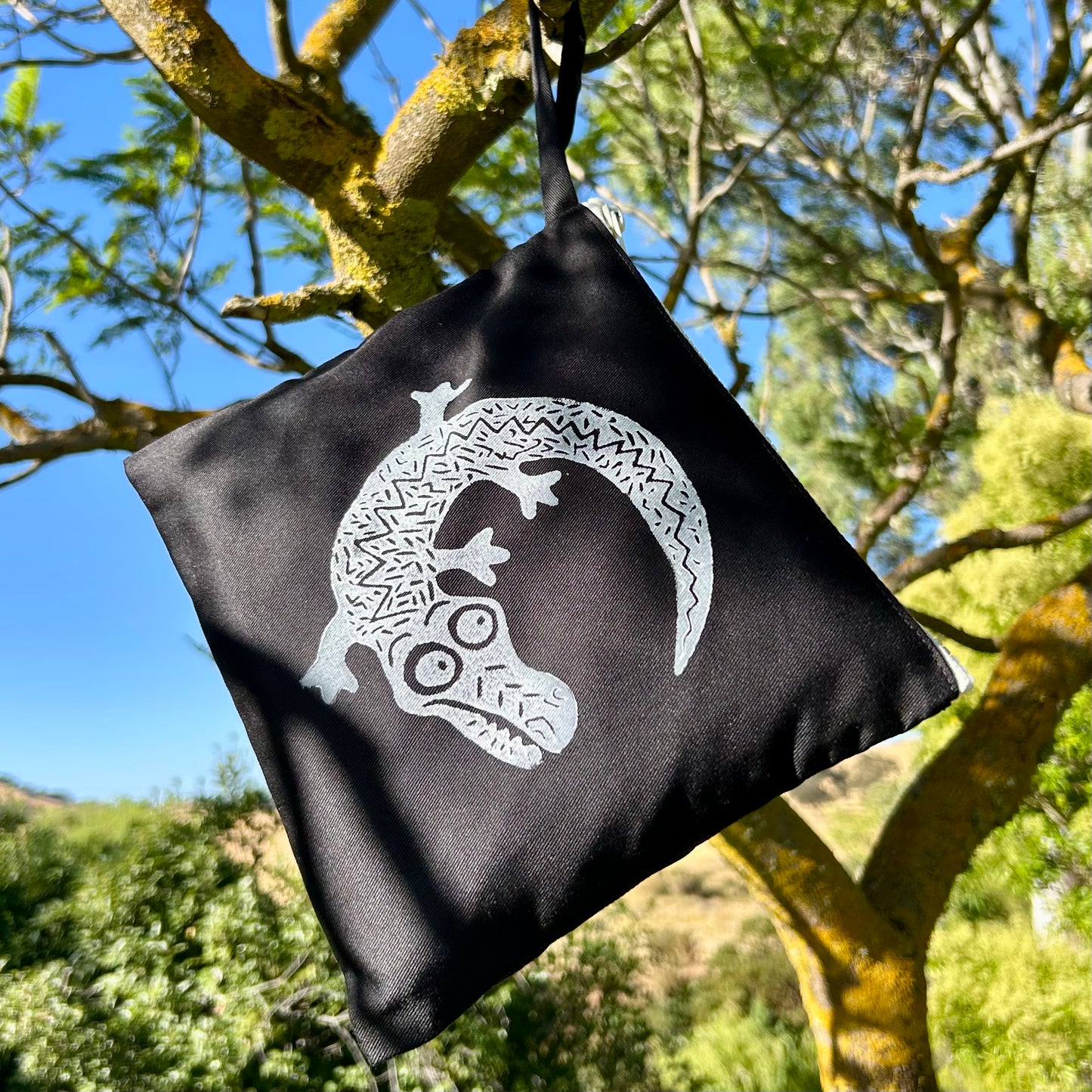 Wet bag small - hand printed - crocodile