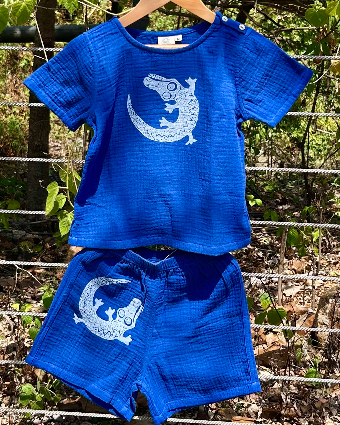 Children’s set - hand printed - crocodile