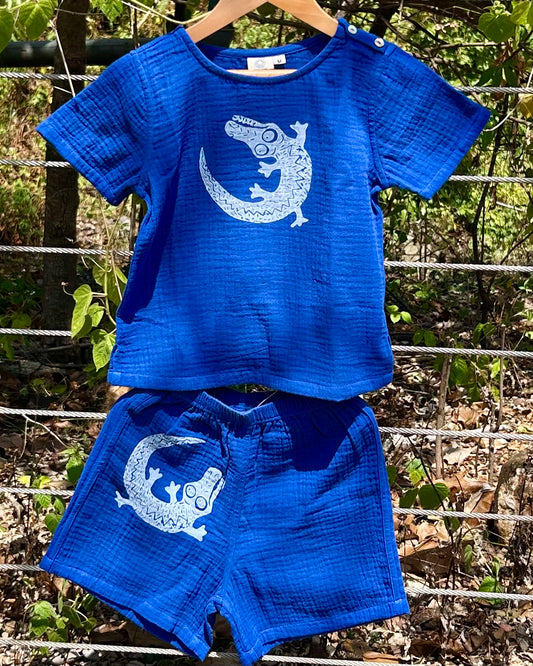 Children’s set - hand printed - crocodile