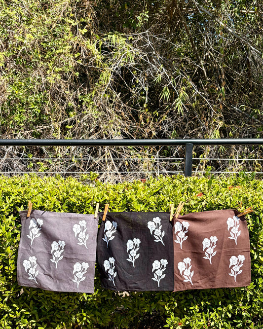 Linen napkins - hand printed - Sturt desert rose