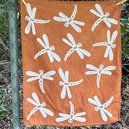 Tea towel - hand printed - dragonfly