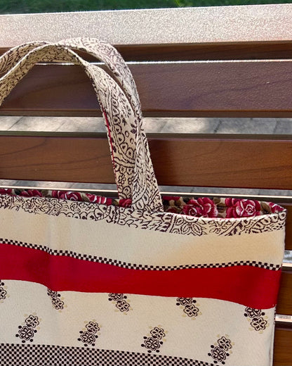 Short Handle Shopper - (reversible) paisley and roses