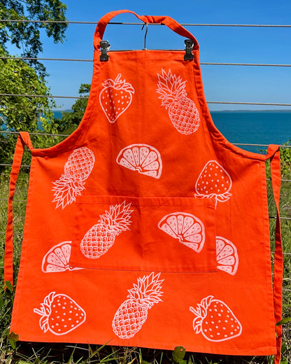 Apron - hand printed - fruit salad