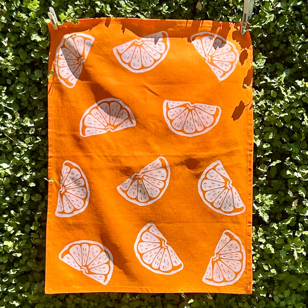 Tea towel - hand printed - citrus