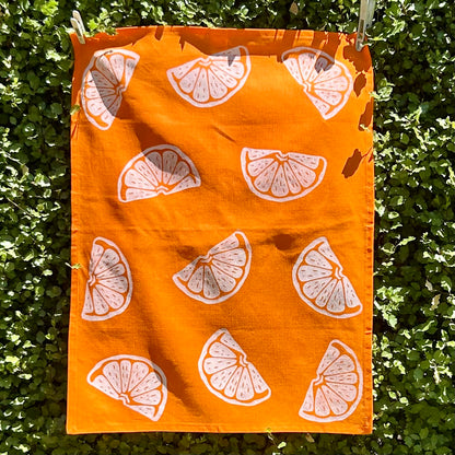 Tea towel - hand printed - citrus