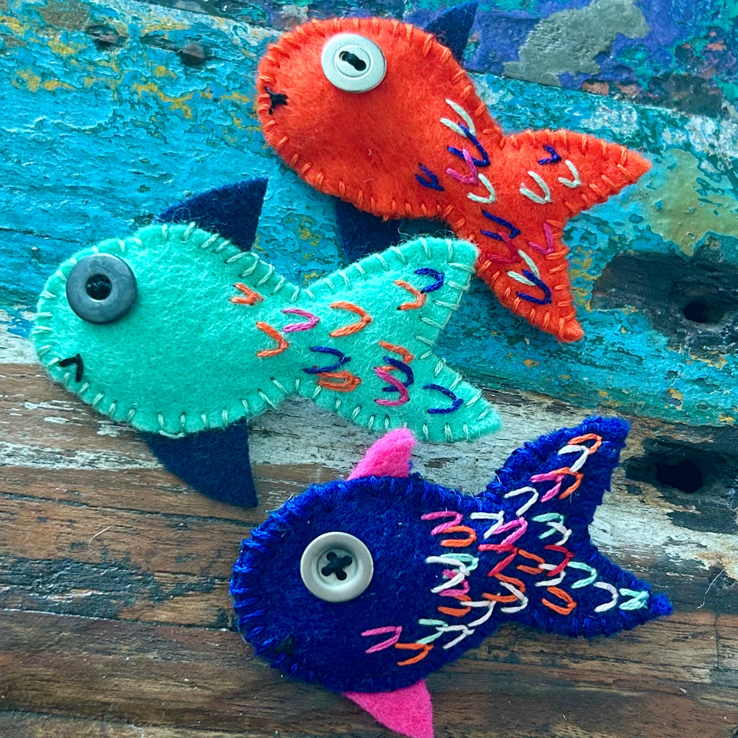 Brooch - hand stitched - fish