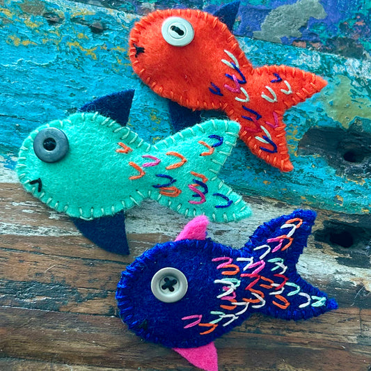 Brooch - hand stitched - fish