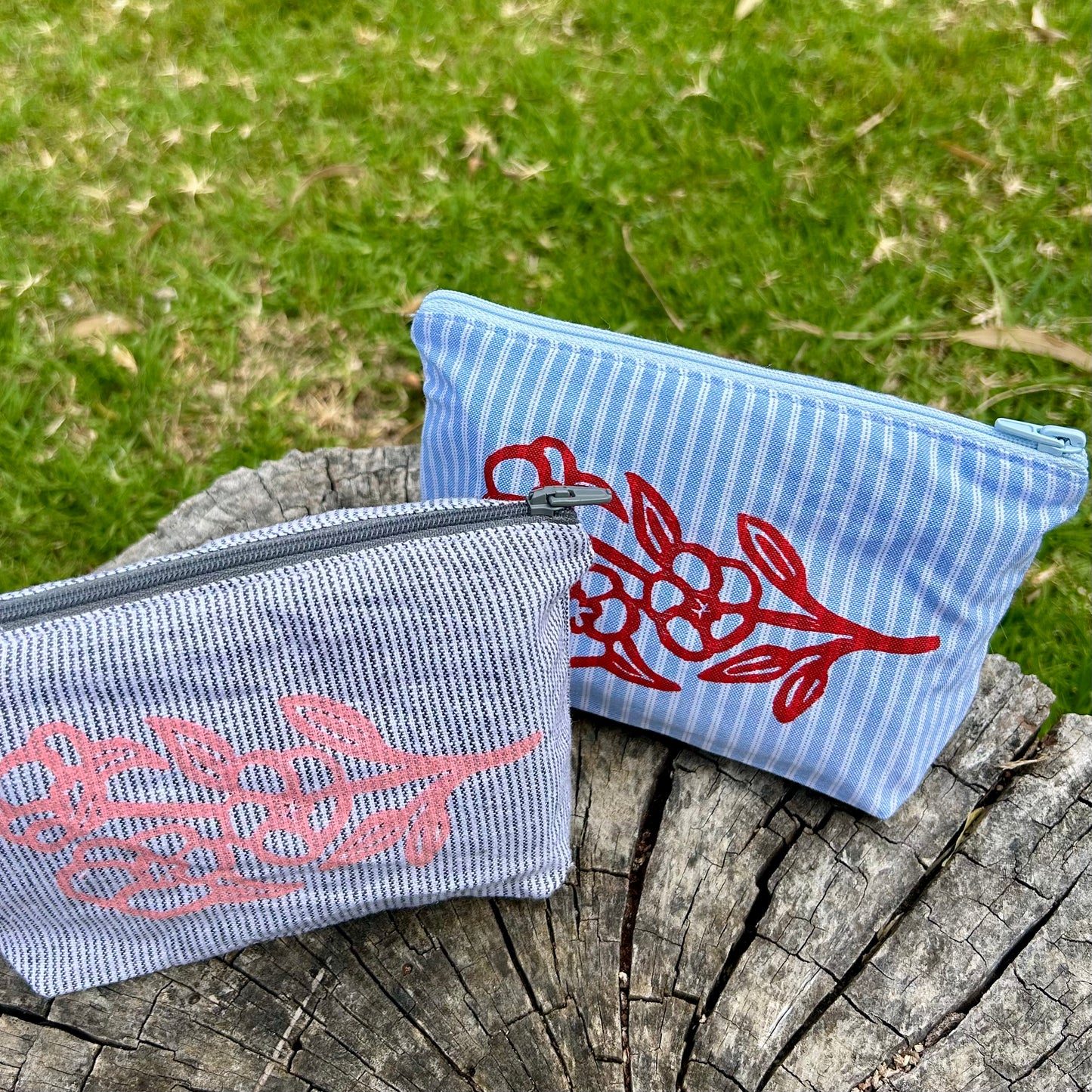 Mini wet bag - hand printed - Sturt desert rose