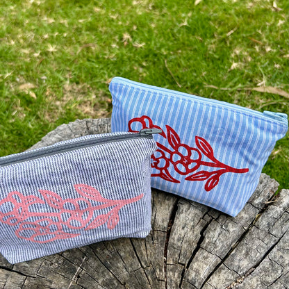 Mini wet bag - hand printed - Sturt desert rose