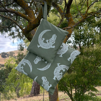 Wet bag large - hand printed - crocodiles