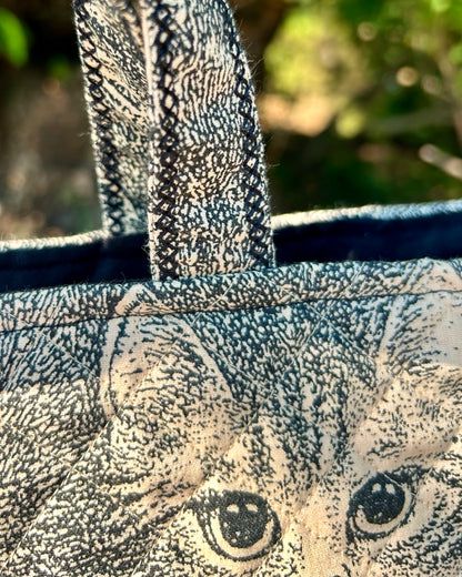 Short Handle Shopper - vintage cat-face
