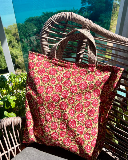 Short Handle Shopper - (reversible) paisley and roses