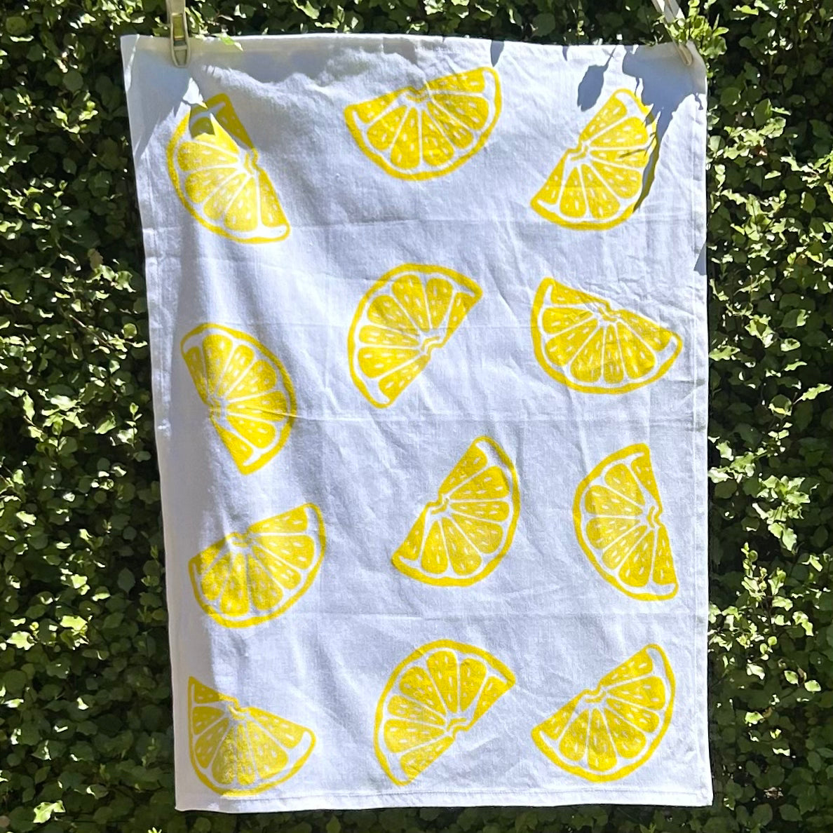 Tea towel - hand printed - citrus