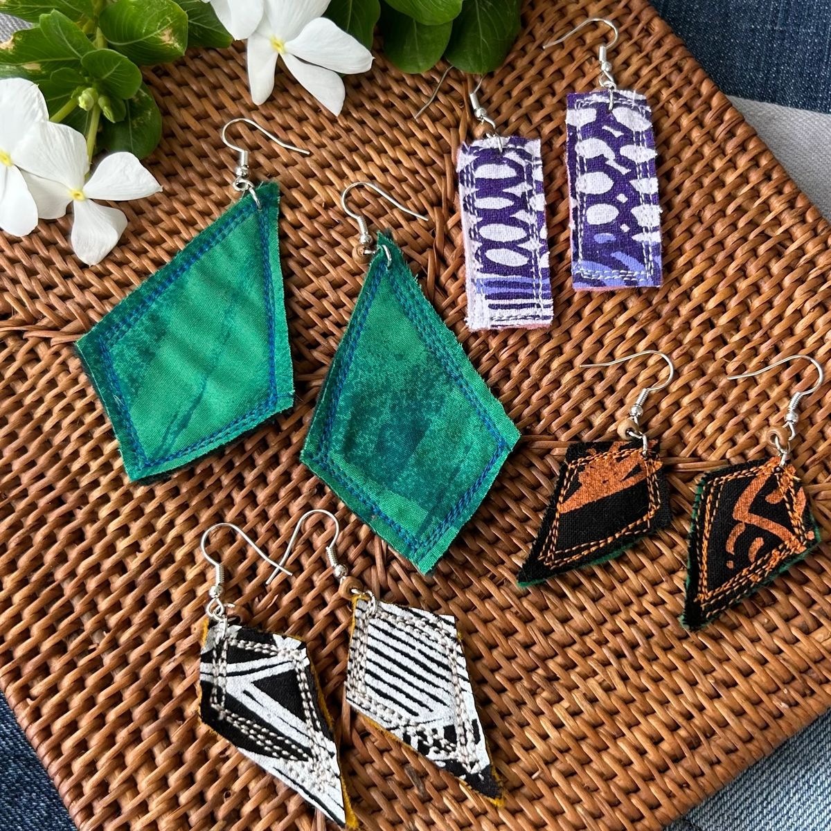 Indigenous Australian fabric earrings