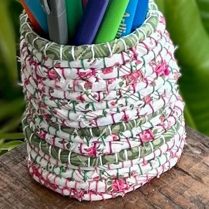 Pencil pot - Hand stitched - cottage