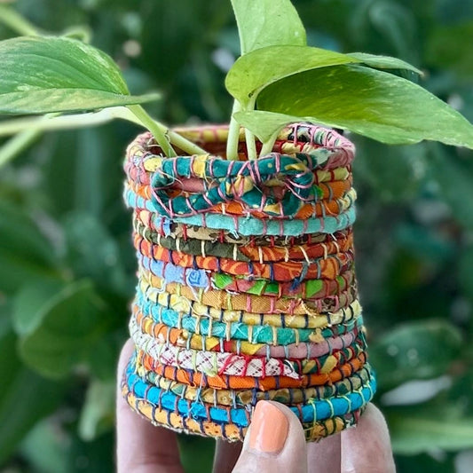 Pencil pot - Hand stitched - multicolour